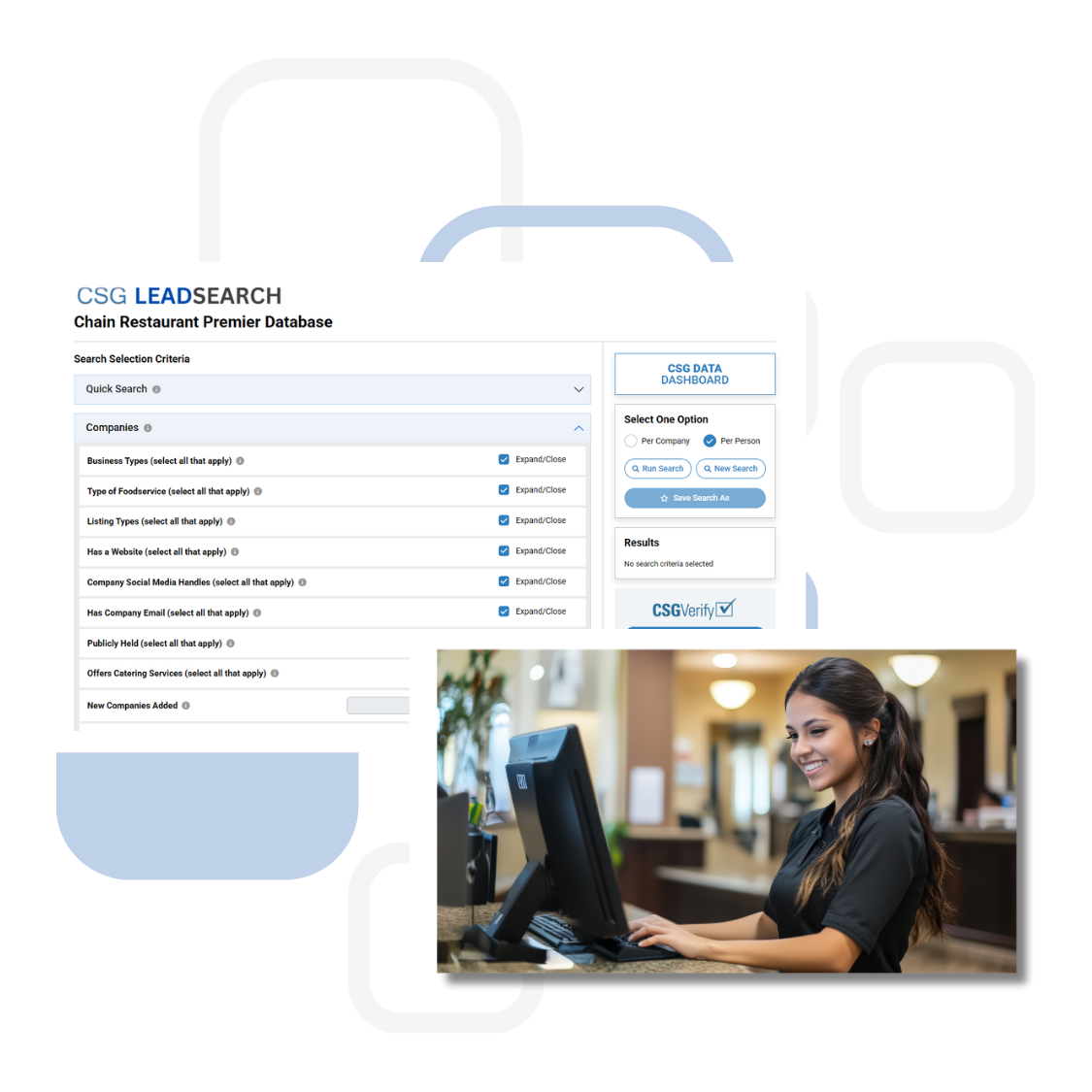 CSG LeadSearch platform interface